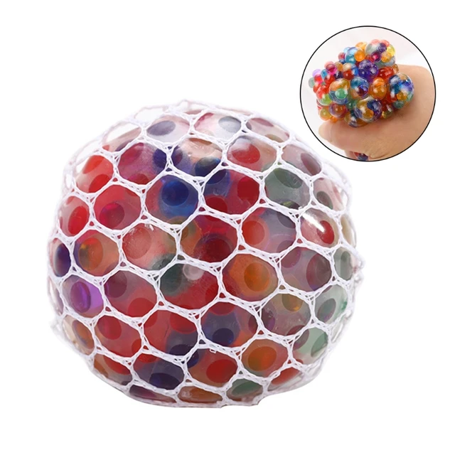 Squishy Mesh Net Ball Colour Beads Relief Stress Ball Grape