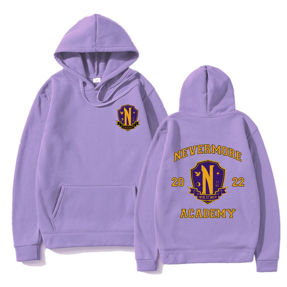 Nevermore academy hoodies feminino com padrão pullovers