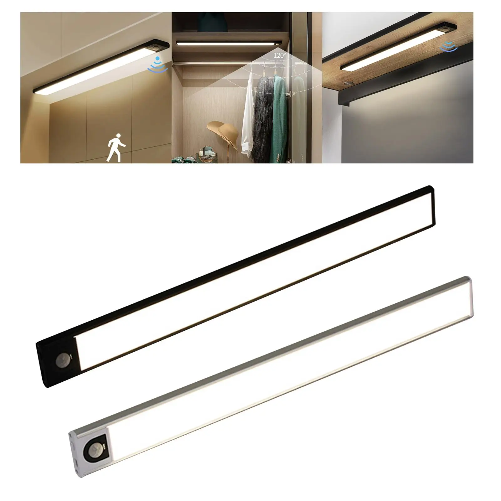 Motion Sensor Light Bar Soft USB Rechargeable LED Night Lighting for Workshops Cabinet