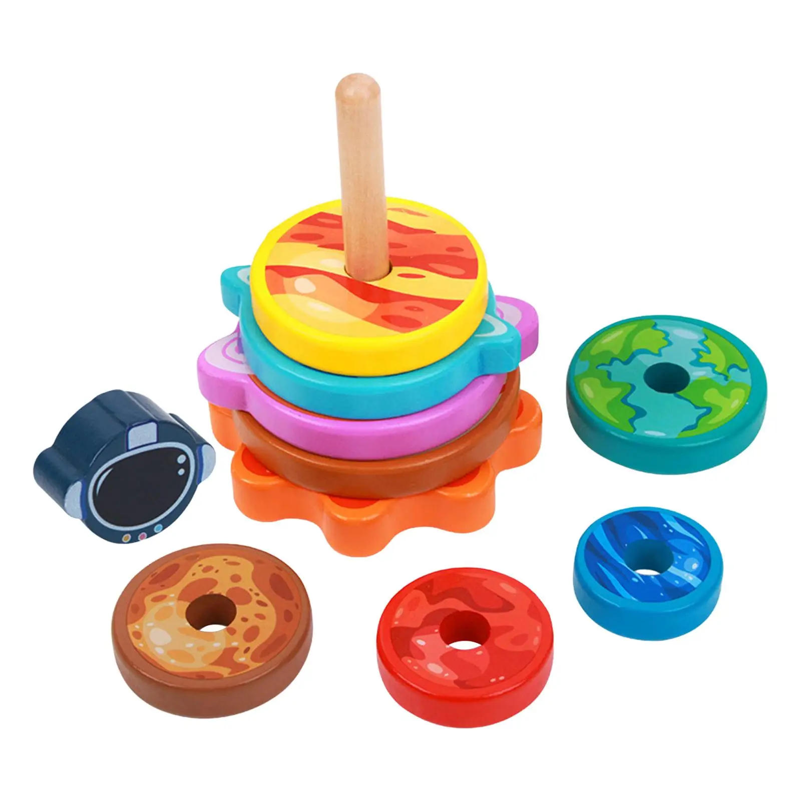 Multicolor Stacking Toy Hand Eye Coordination Stacker Early Education Teaching Aids Wood Rainbow Stacking for Toddlers Gifts