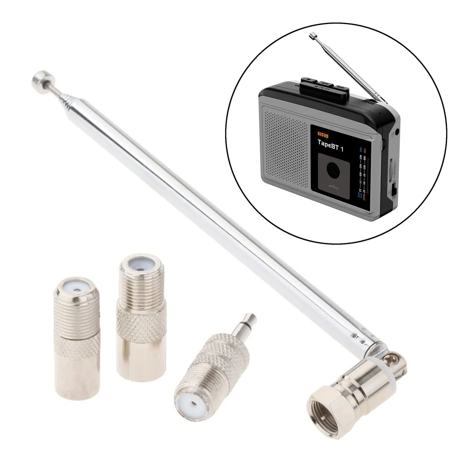 Radio Rod Antenna with 3.5mm Adapter Replacement for AM/FM Stereo Reception