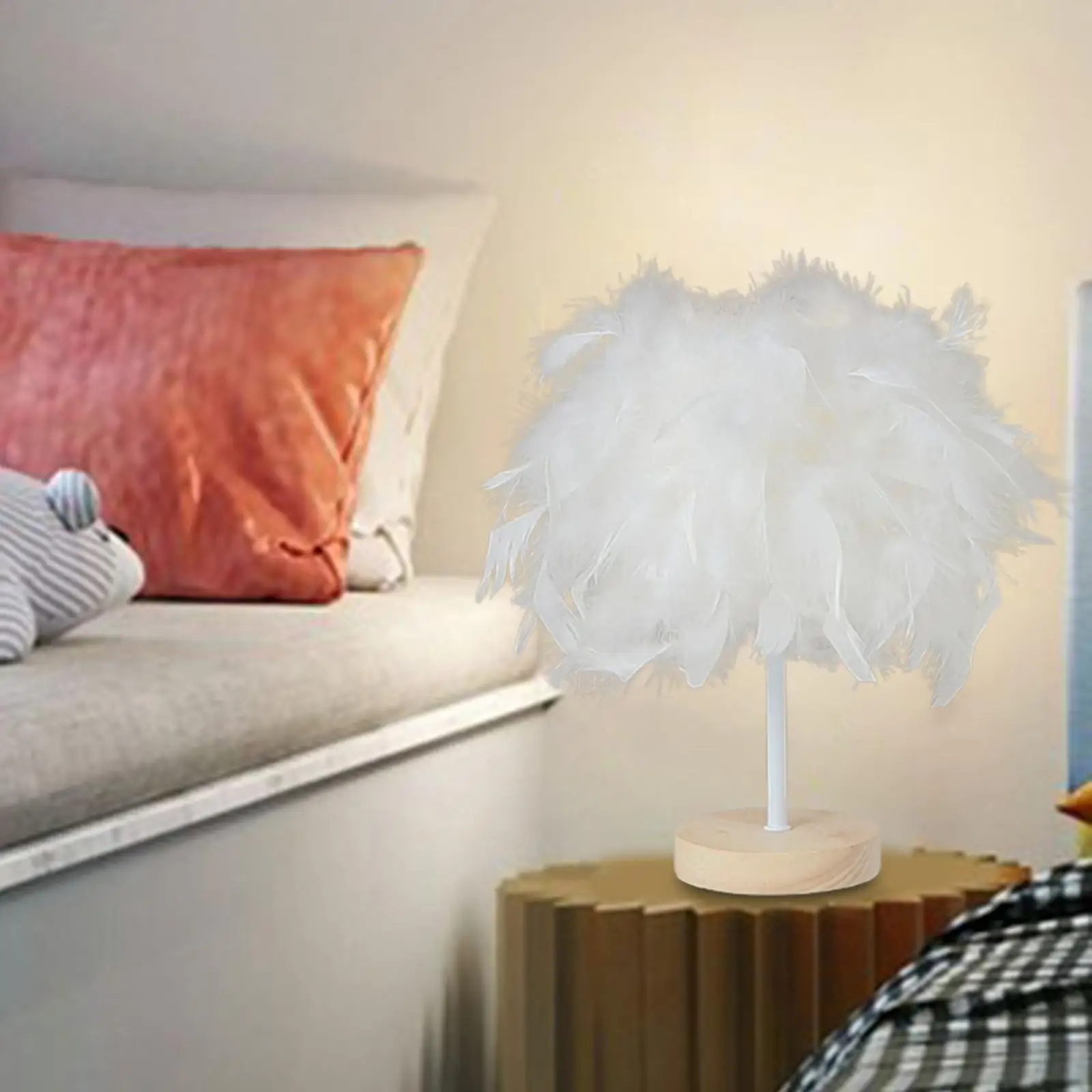 Nordic Feather Table Lamp Desk Light Lighting Romantic Night Lamp Atmosphere Light for Home Living Room Bedside Decor
