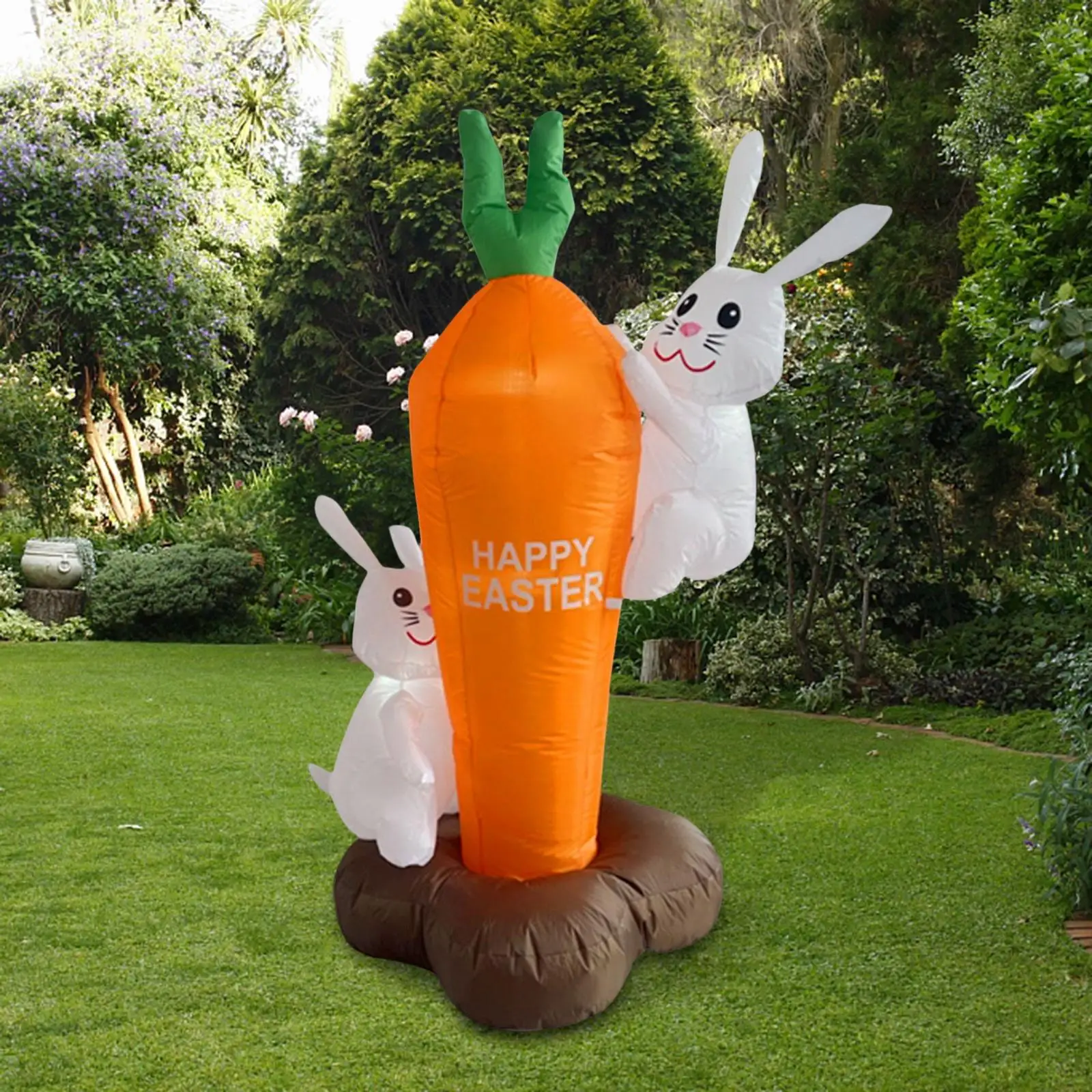 Easter Inflatable Bunny and Carrot Built in LEDs Decorative Carrot for Decor