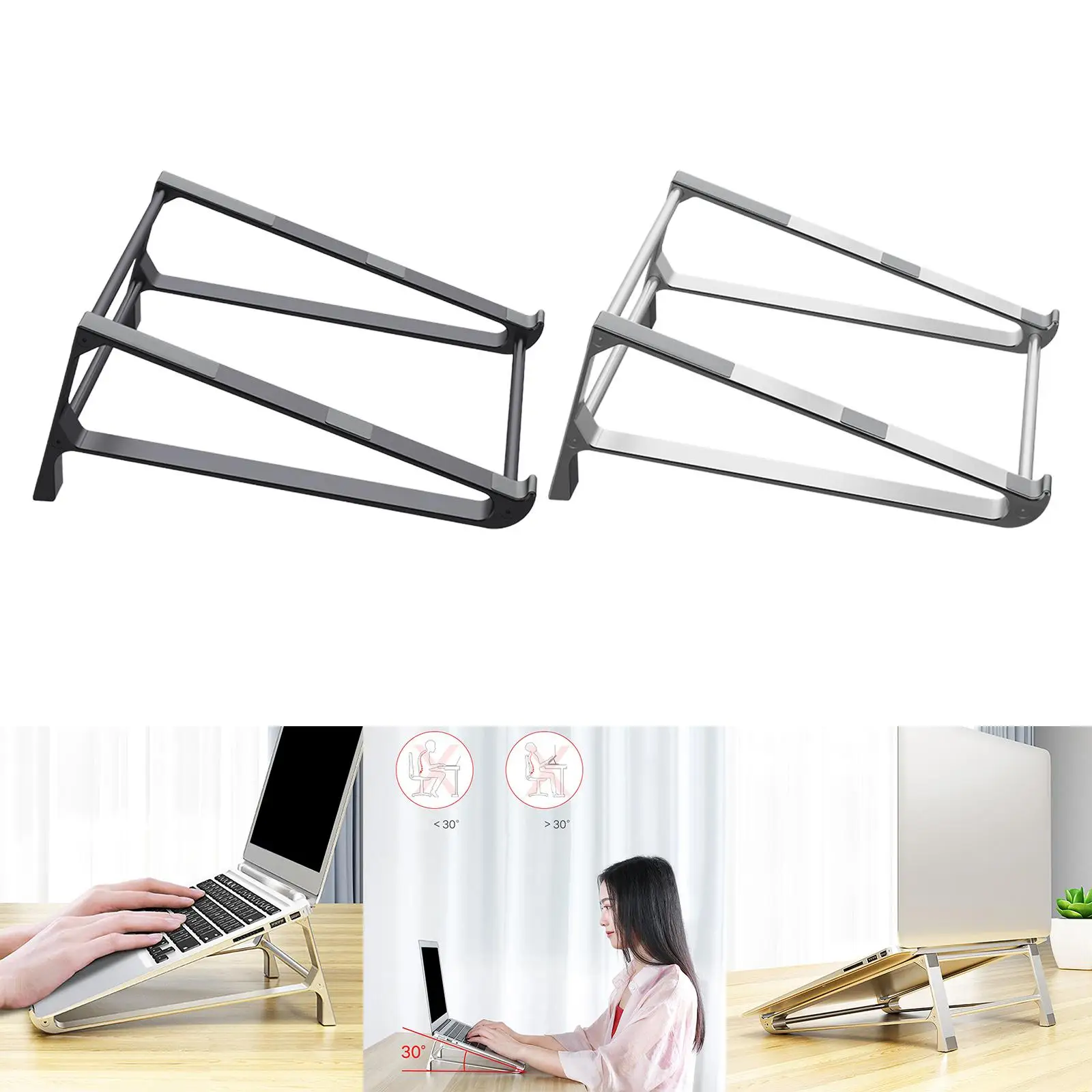 Aluminum Laptop Stand Non Slip 30 Angle Laptop Vertical Storage Stand Typing Videos Compatible with Most 11-15.6 Laptops