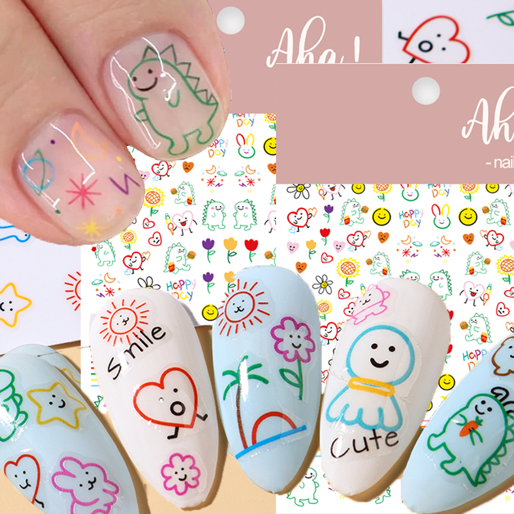 Best of 3D Kawaii Dinosaur Nail Art Stickers Colorful Cartoon Self-adhesive Dinosaur Design Nail Slider DIY Cute (8*10cm)Manicure Decals Reviews & Tips