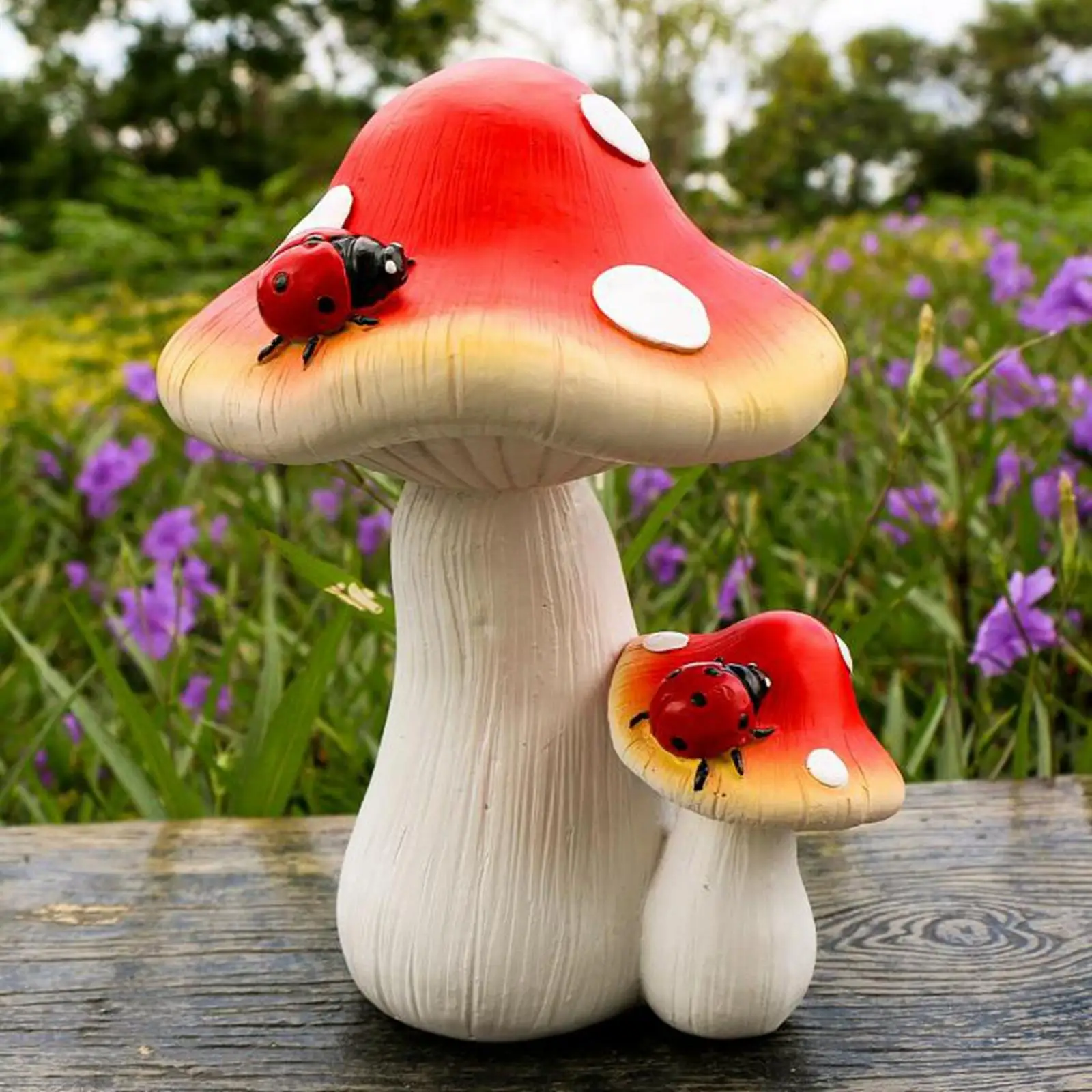 Simulation Mushroom Statue Mushroom Figures Miniature Mushroom Sculpture for Garden Home Outdoor Indoor Courtyard Ornament