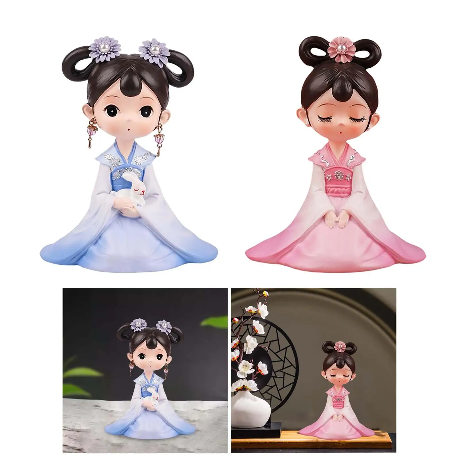 Chinese Ancient Girl Doll Hanfu Girl Statue Resin Collectible Figurine Decoration Ornaments for Home, Bedroom, Bar Ornament