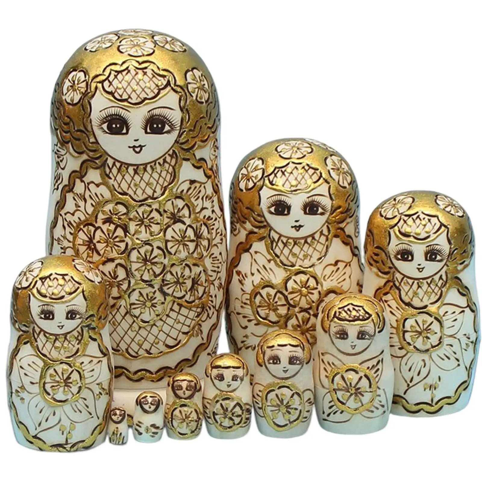 10x Hand Painted Russian Nesting Doll Figures Collectible for table