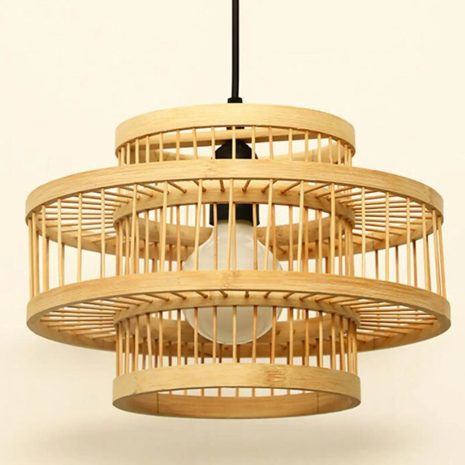 Woven Bamboo Lamp Shade Pendant Light Cover Vintage Style Chandelier Lampshade for Hotel Restaurant Living Room Decoration