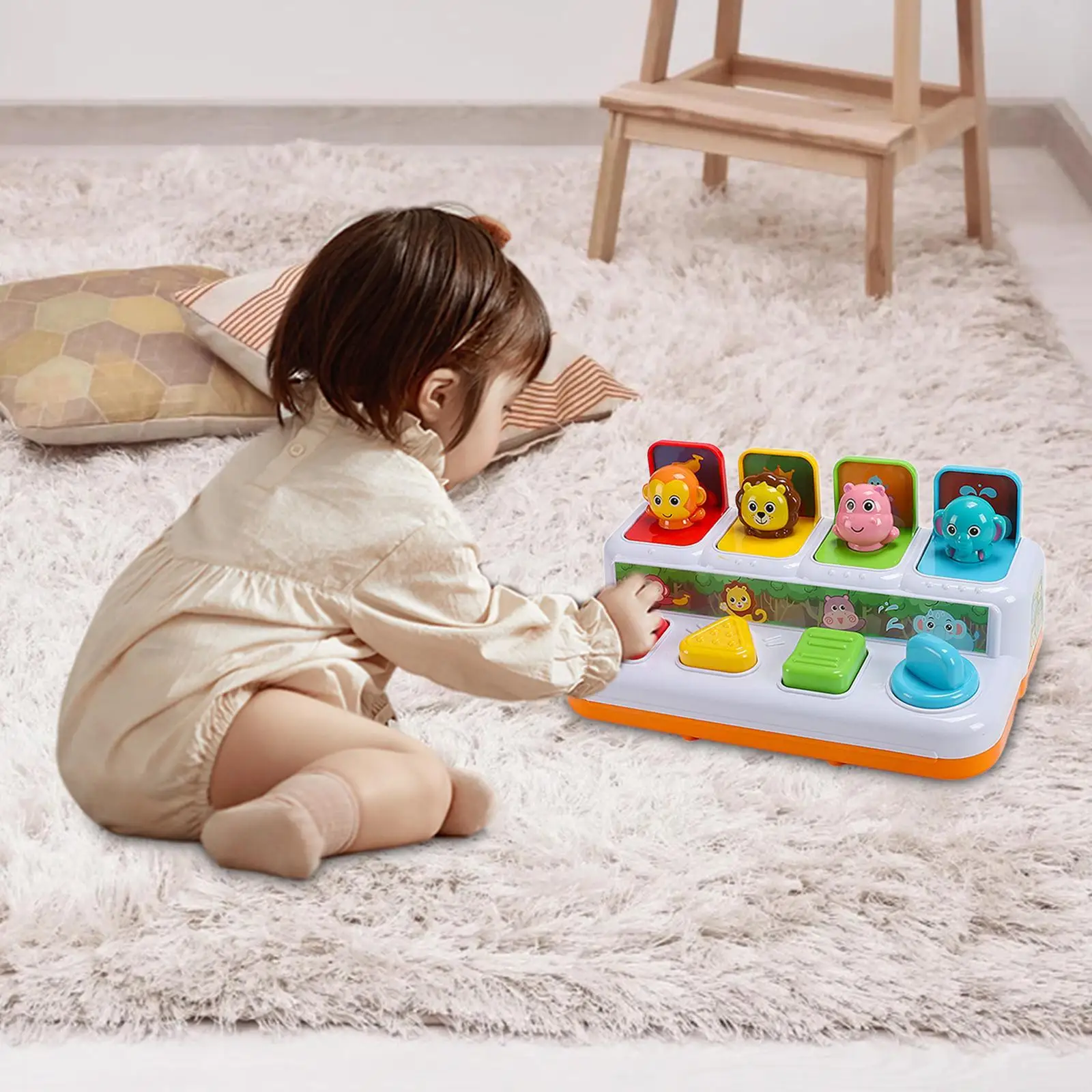 up Animals Toy Gifts Color Sorting Animal Seek Play Music for Baby