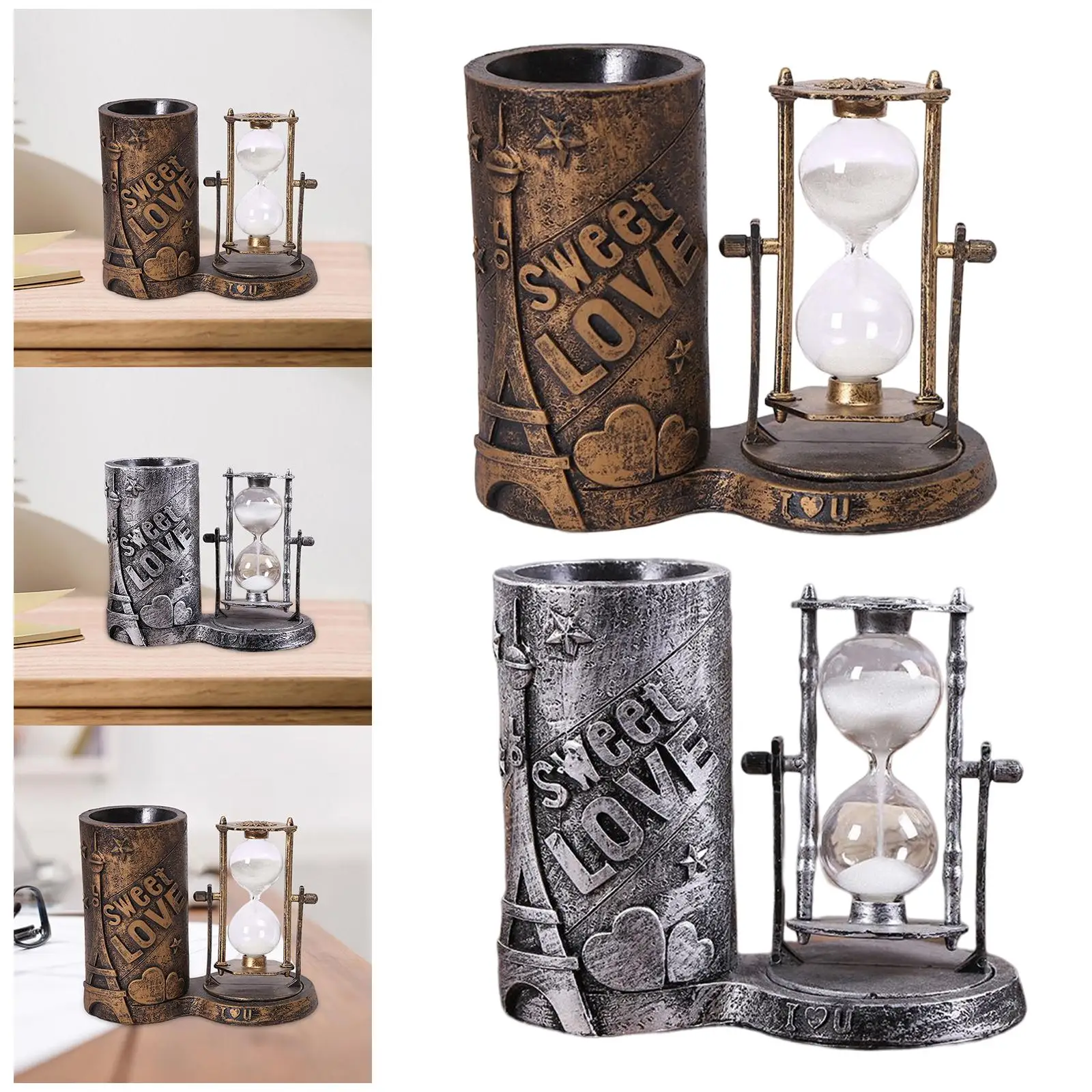 Pen Holder Collectible Crafts Art Hourglass Decoration Sand Timer Decor for Festivals Birthday Living Room Decoration Cabinet