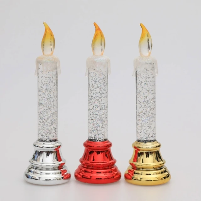 2Pcs Électrique Conduit Bougie Lumière Fenêtre Cône Bougies Lampe Sans  Flamme avec Base Scintillant pour Fête de Mariage Fête de Vacances  Décoration Aureate 