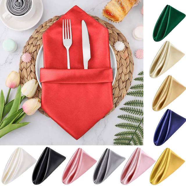 40 x 40 cm Luxury Colorful Square Table Napkins Faux Satin Cloth Hemmed  Handkerchief Shiny Wedding Table Cloth Dinner Decor - AliExpress