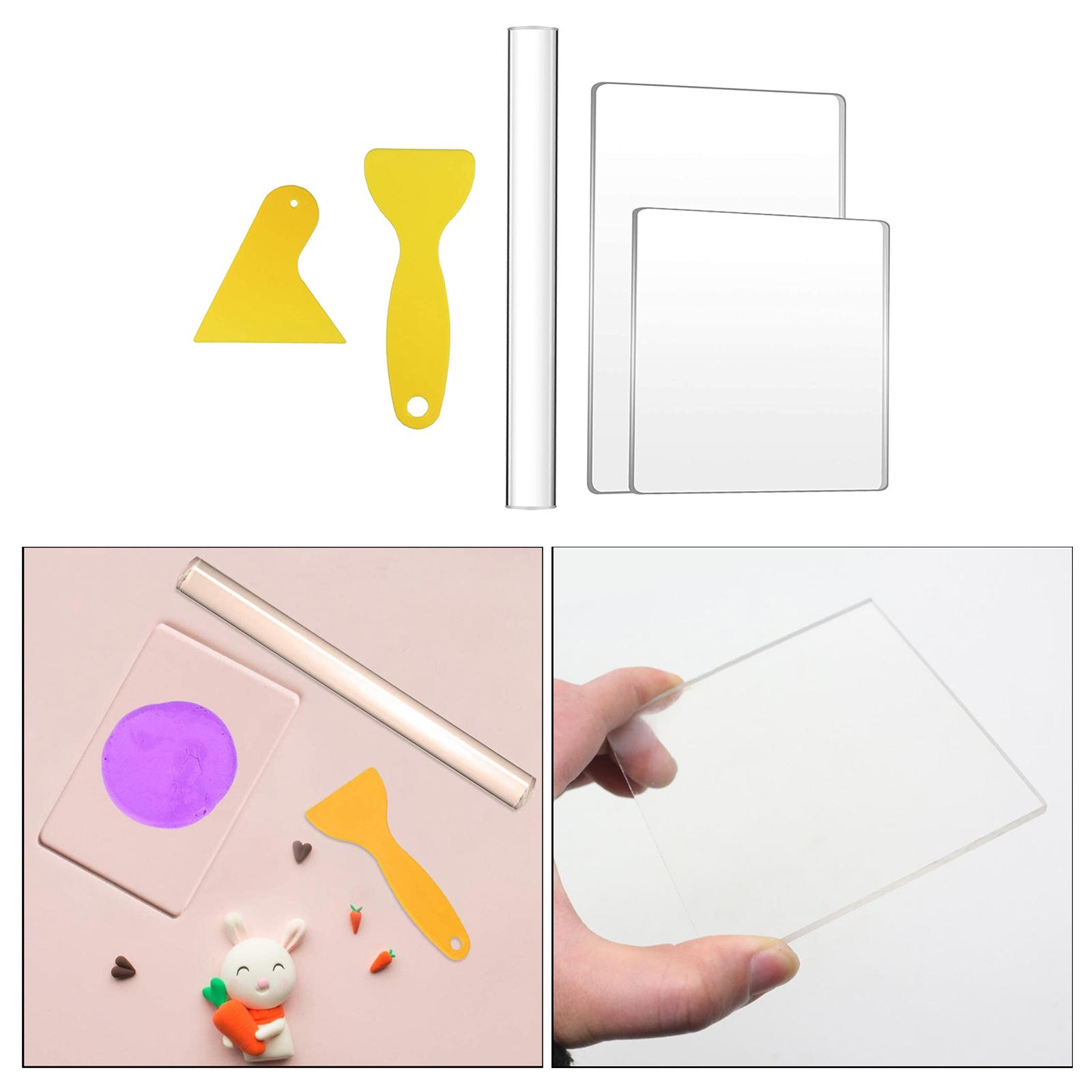 5Pieces Acrylic Clay Roller Set Ceramic Shaping Sculpting Clay Cutter Acrylic Sheet Polymer Clay Tools Pottery Tool