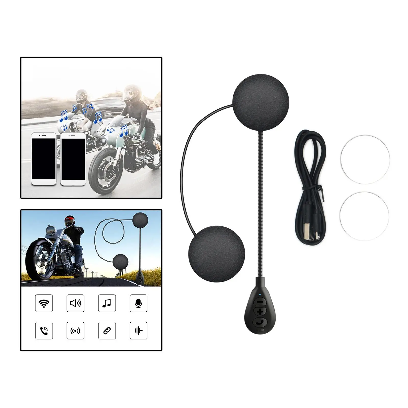 Motorcycle Bluetooth Helmet Headset Easy Set up Volume Control Noise Cancelling Stereo 180mAh Battery Earphone for Riding