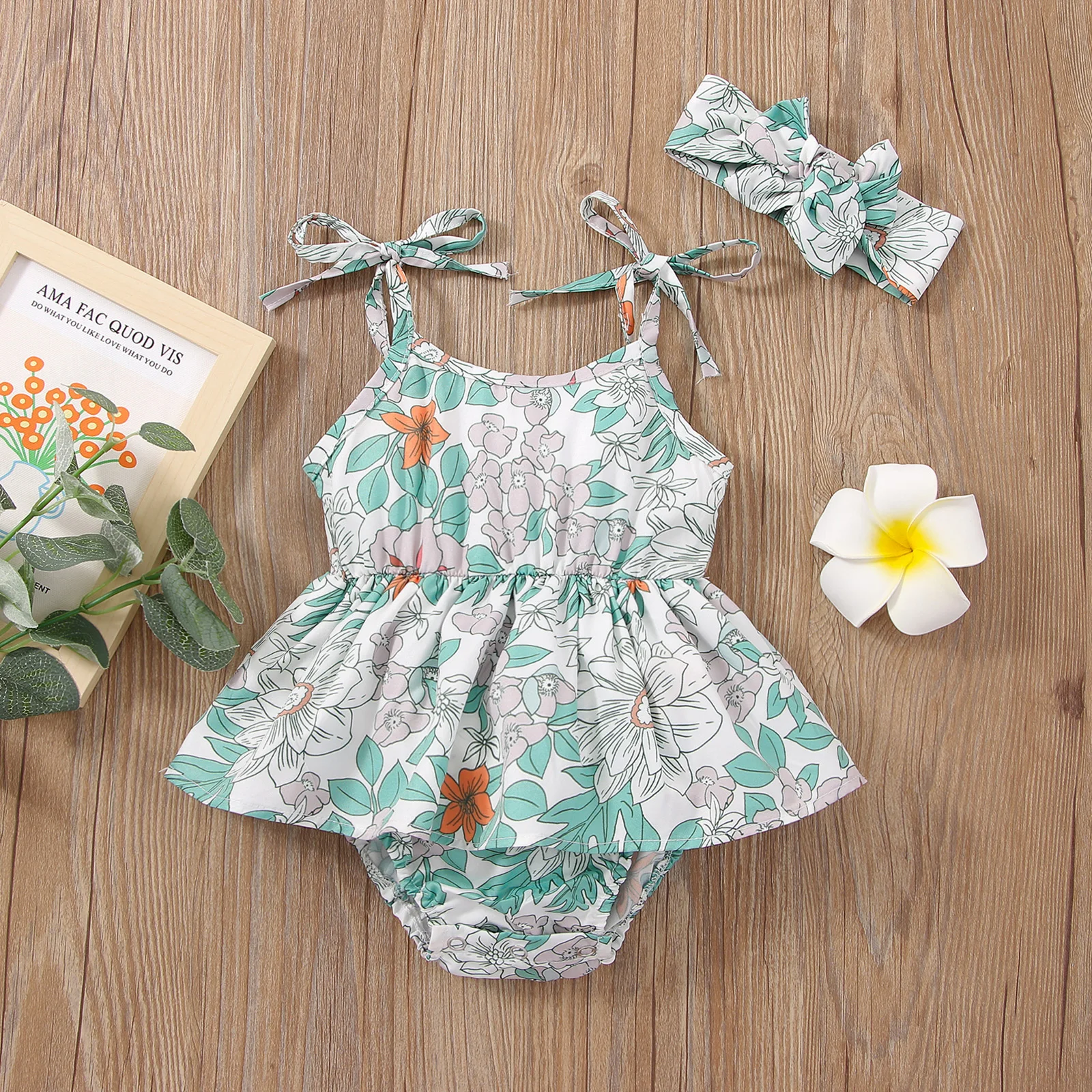 Baby Bodysuits expensive Infant Baby Girls Romper Dress Sweet Floral Sleeveless Bandage Spaghetti Shoulder Strap Jumpsuits with Headband cheap baby bodysuits	
