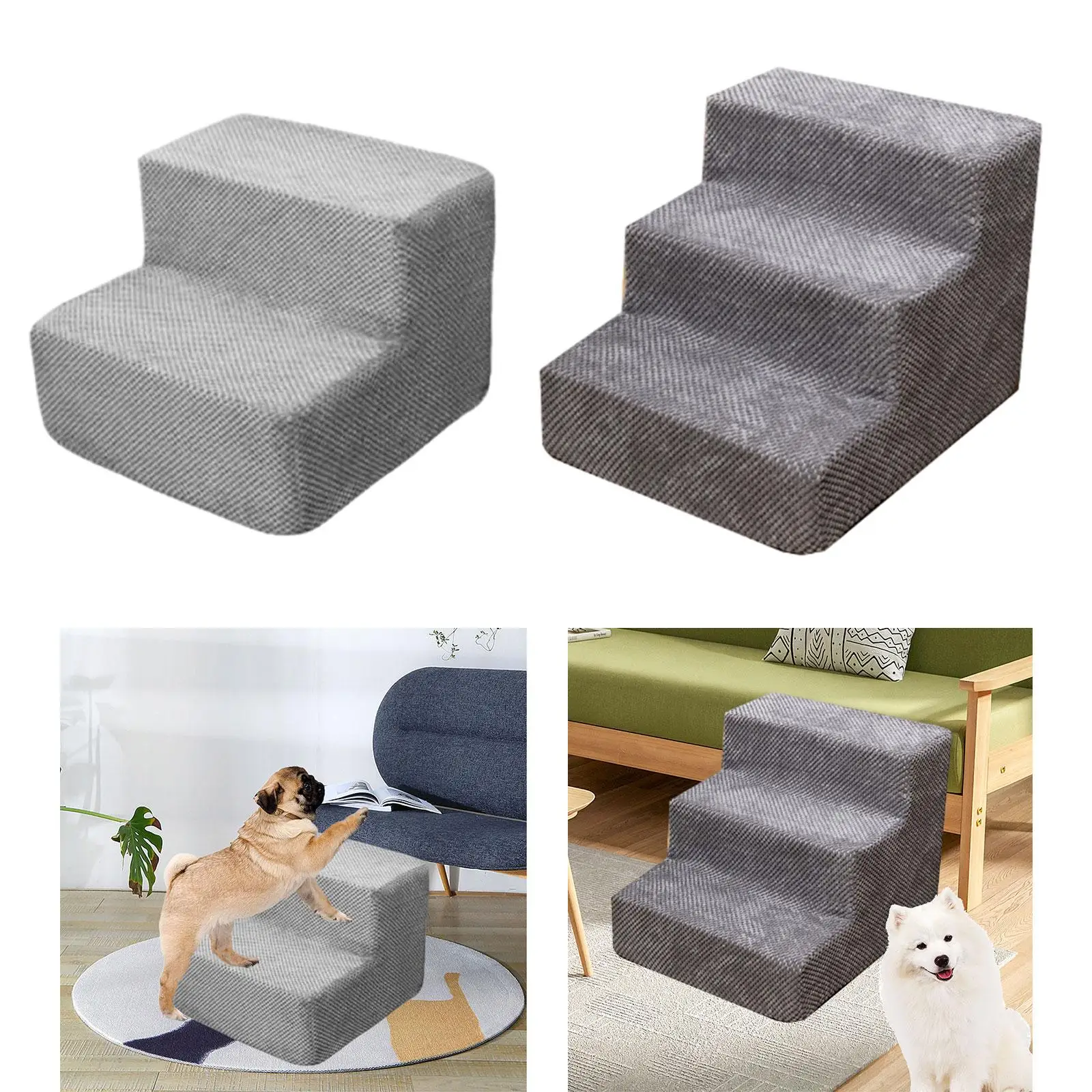 Dog Stairs Small Dogs and Cats Soft Anti Slip Bottom Pet Ramp Dog Steps Ramp for Couch Car Sofa Indoor Bed