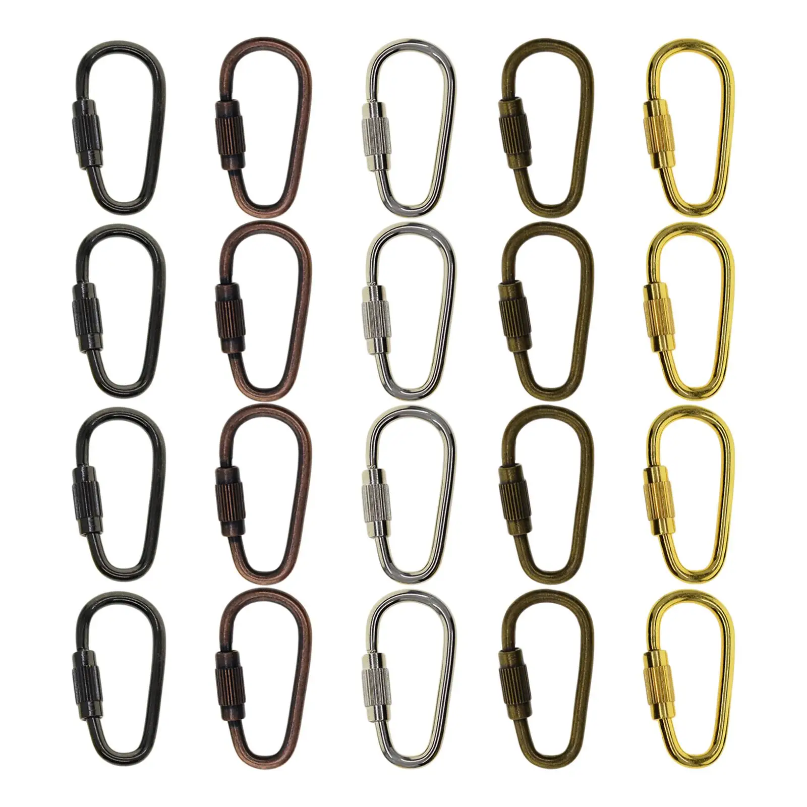 20Pcs Mini Keychain Carabiner Clasp D Ring Carabiners Screw Lock Buckle DIY