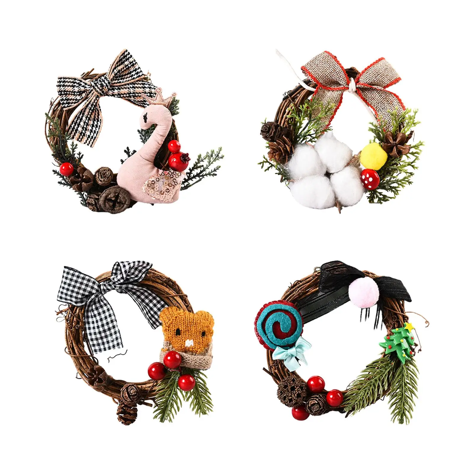 Christmas Wreath Signs 3.94inch Hanging Wreath Small Xmas Ornament Xmas Wreath for Fireplace Front Door Window