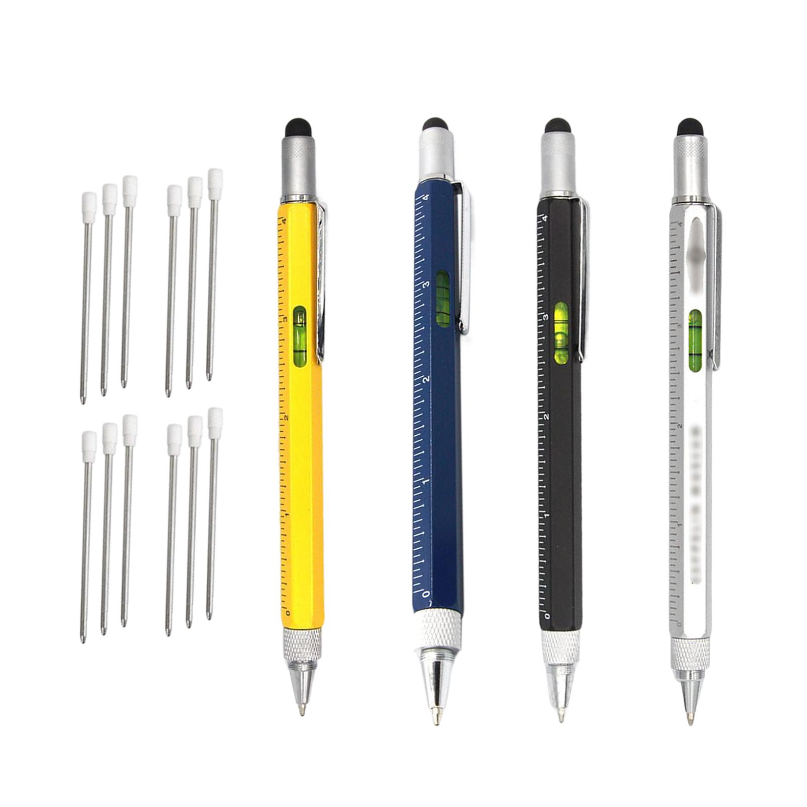 6 in 1 Multitool Tech Tool Pen, Bubble Level Ruler Touch Screen Stylus Screwdriver Multifunctional Pen for Men Husband Dad
