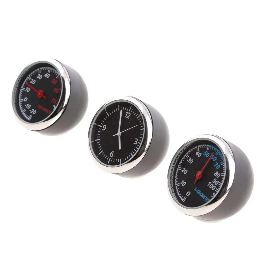 3 Pcs / Set Digital Car Hygrometer Clock Fit Cars Time