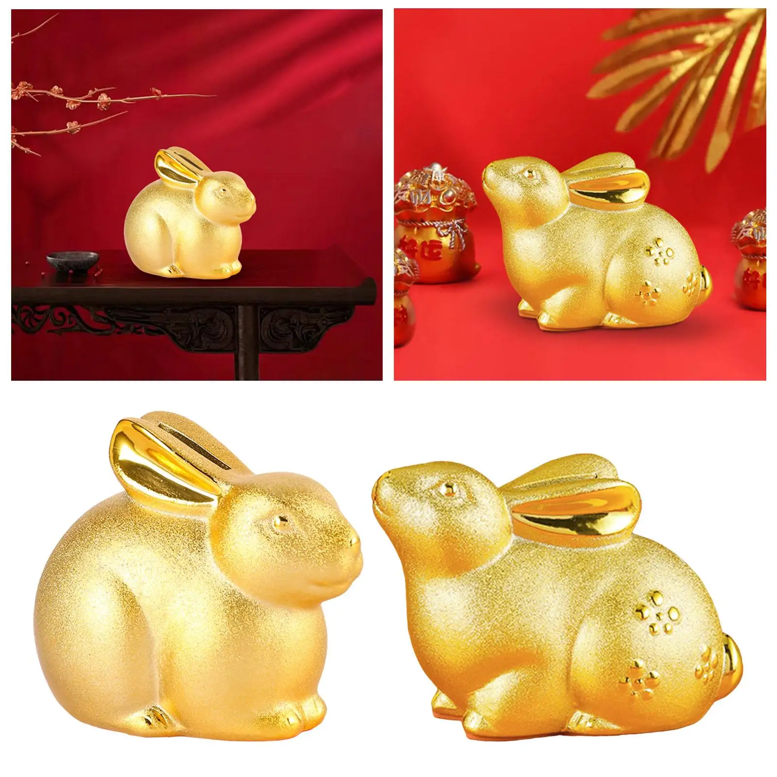 Rabbit Piggy Bank Animal Bunny Statue Money Box for Desktop Adults and Kids