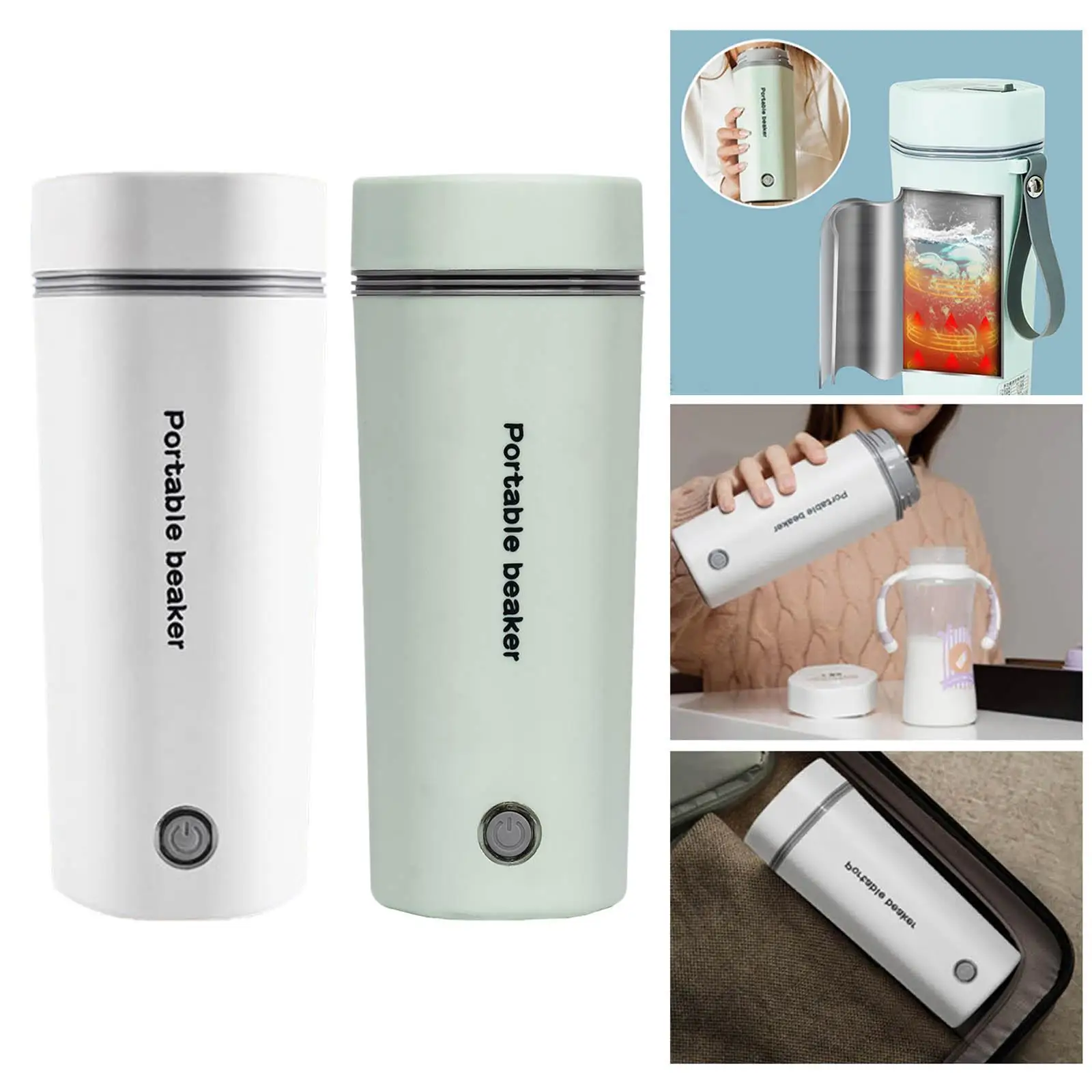 Electric Car Kettle Cup Fast Heating Mini Heater Bottle for Travel Baby Milk