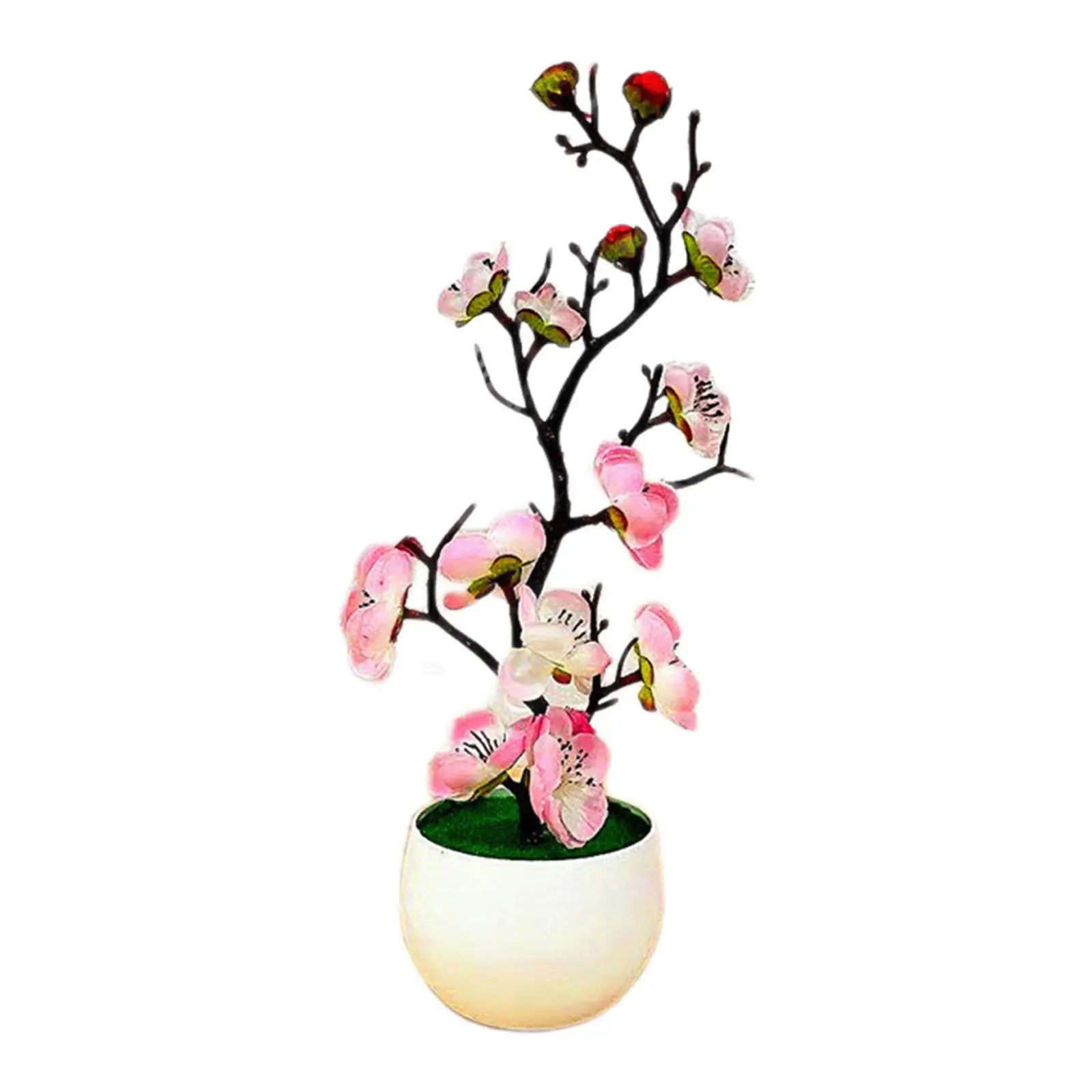 Boutique Plum Blossom Artificial Flowers Fake Plant Potted Arrangement for Table Living Room Party DIY Decorations