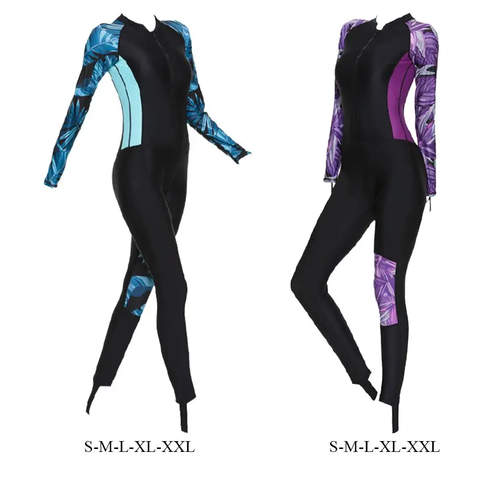 Full Body  Skin UV Swimwear  for Women, Long Sleeve  Front Zip Diving Wetsuit for Surfing Snorkeling Canoeing