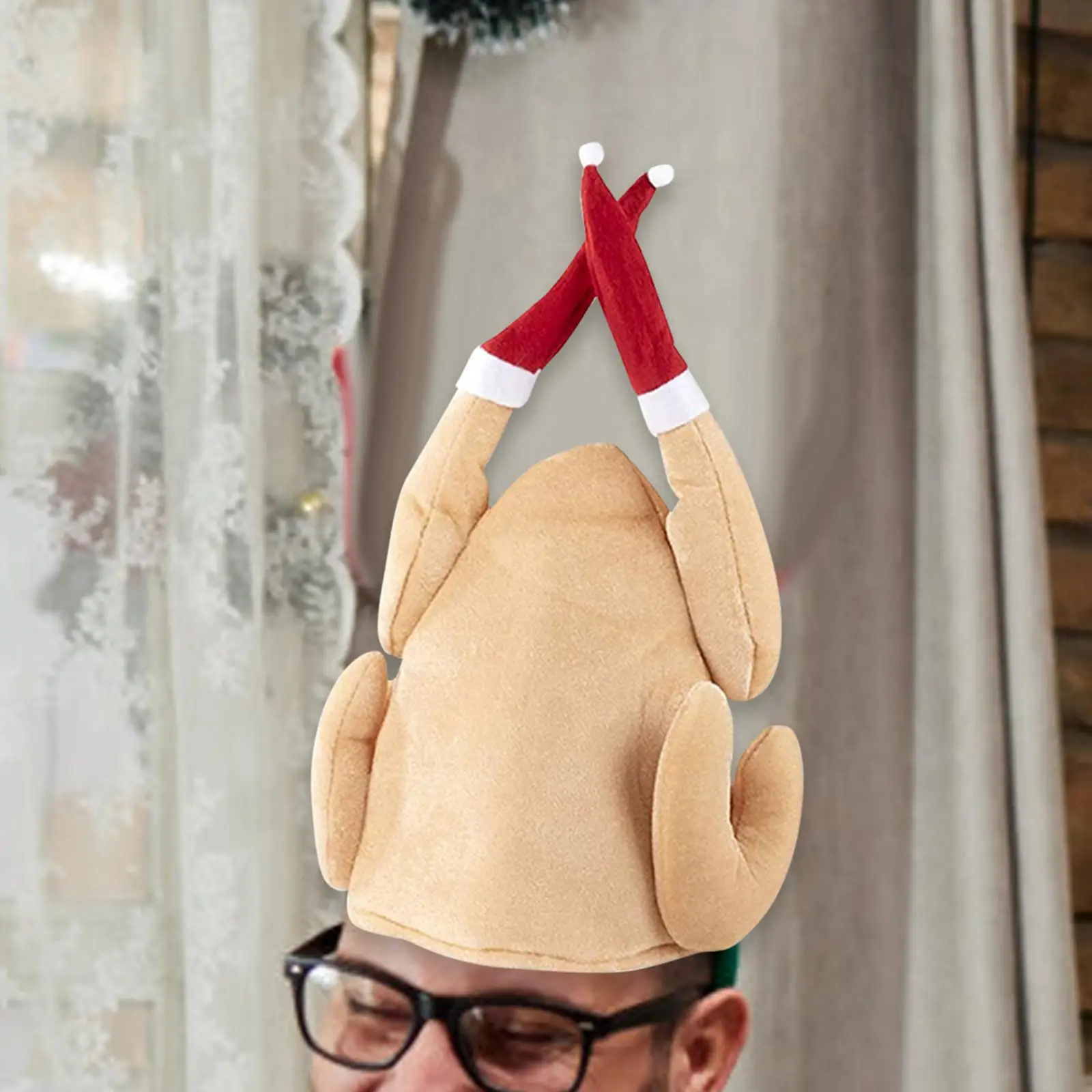 Roasted Turkey Hat Novelty Plush Turkey Hat for Party Role Play Carnival