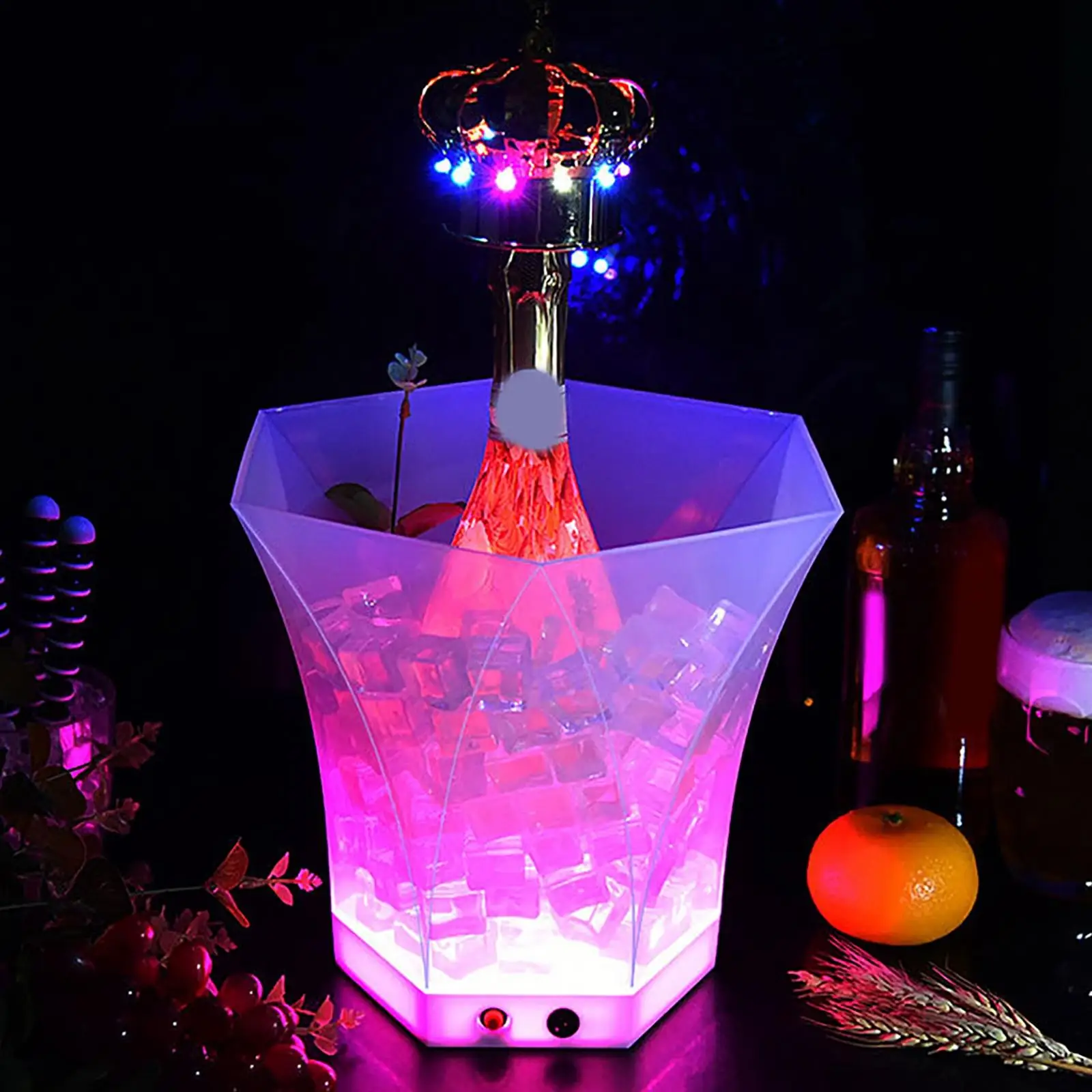 Clear LED Ice Bucket Bar 5L Bottle Beverage Holder Large Capacity Home
