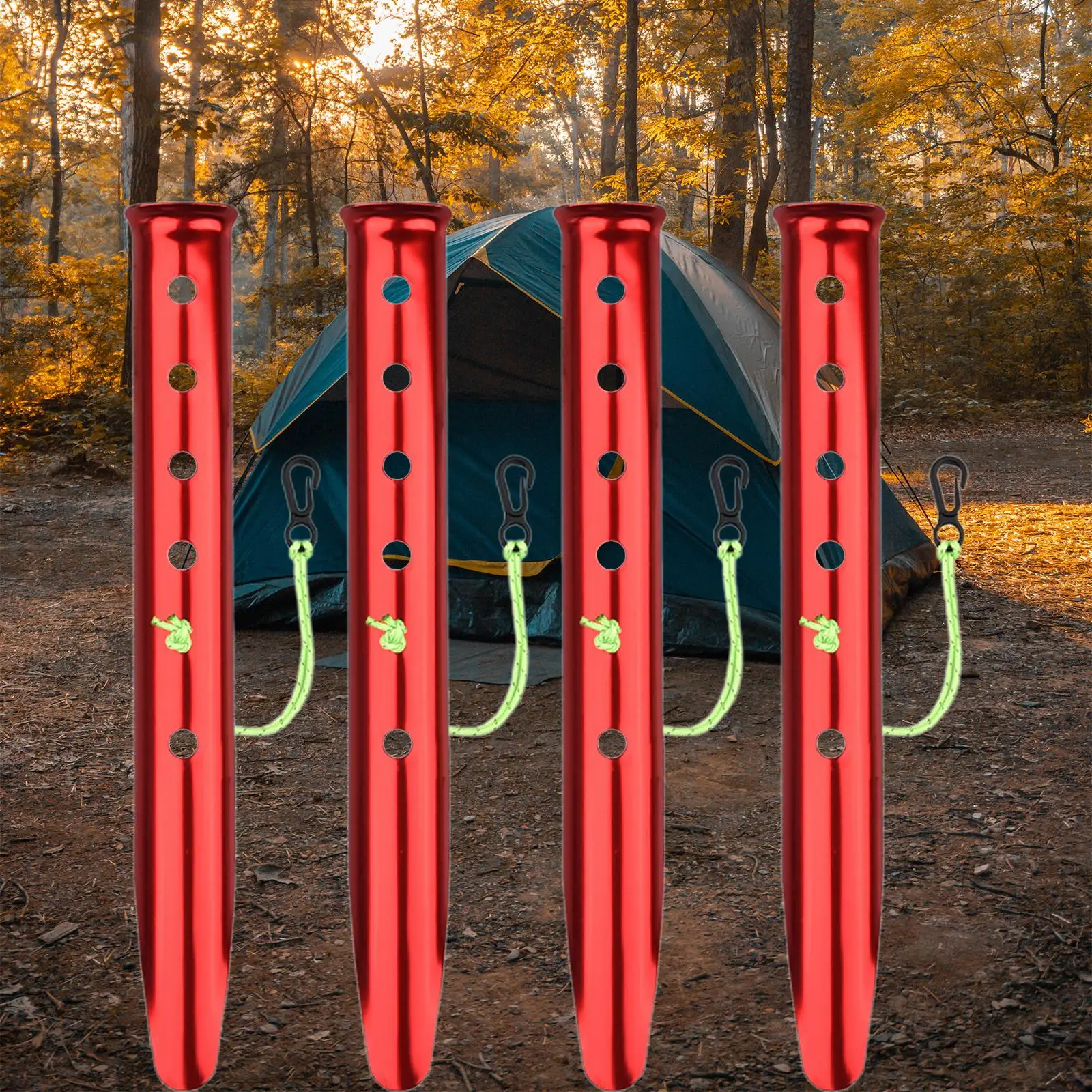 4Pcs Metal Tent Pegs Peg Ground Anchor U Shaped Camping Pegs Loose Sand Camping Stakes for Backpacking Beach Outdoor