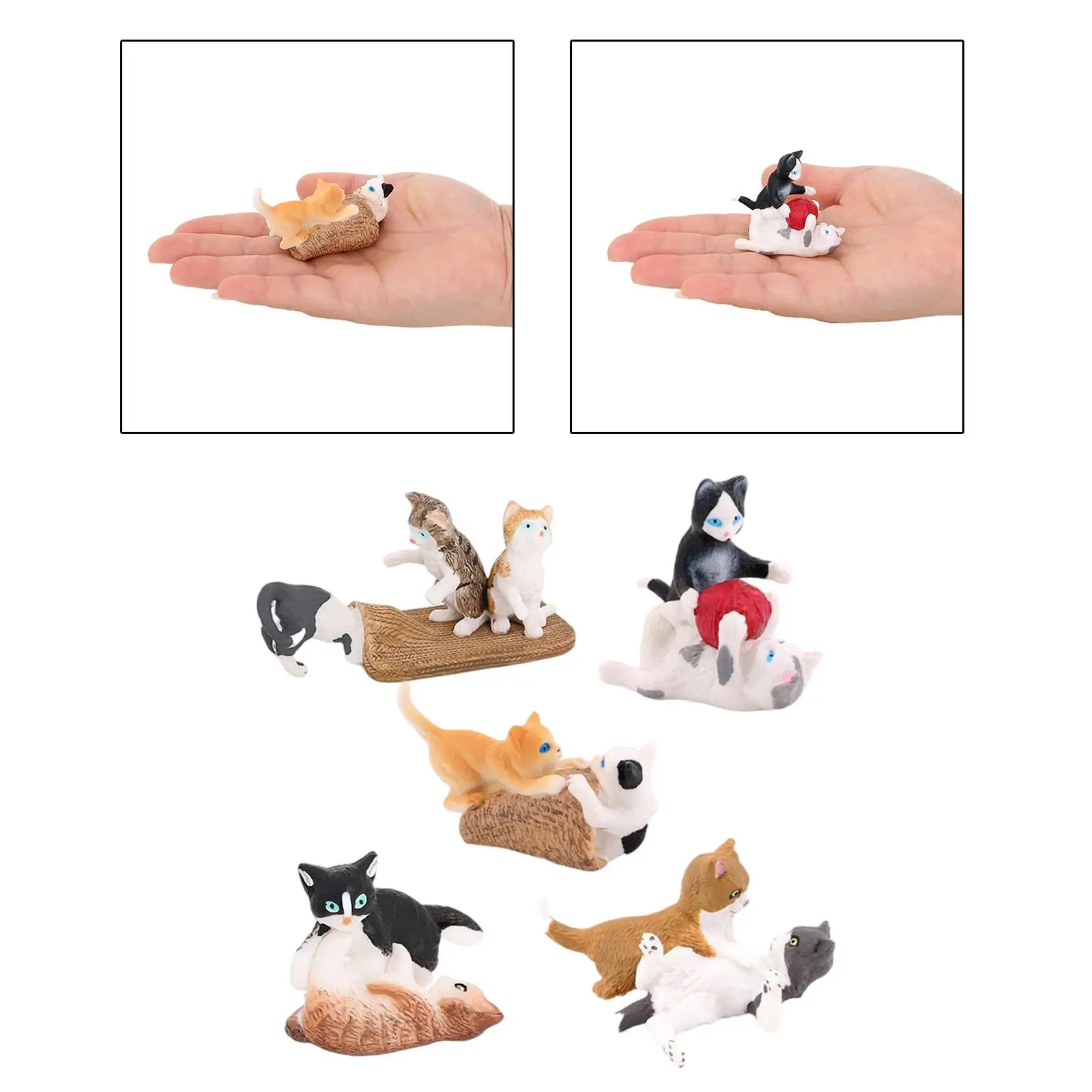Set of 5 Lifelike Cat Figures Ornaments Miniature for Boys and Girls Party Favors Photography Props Collection Birthday Gift
