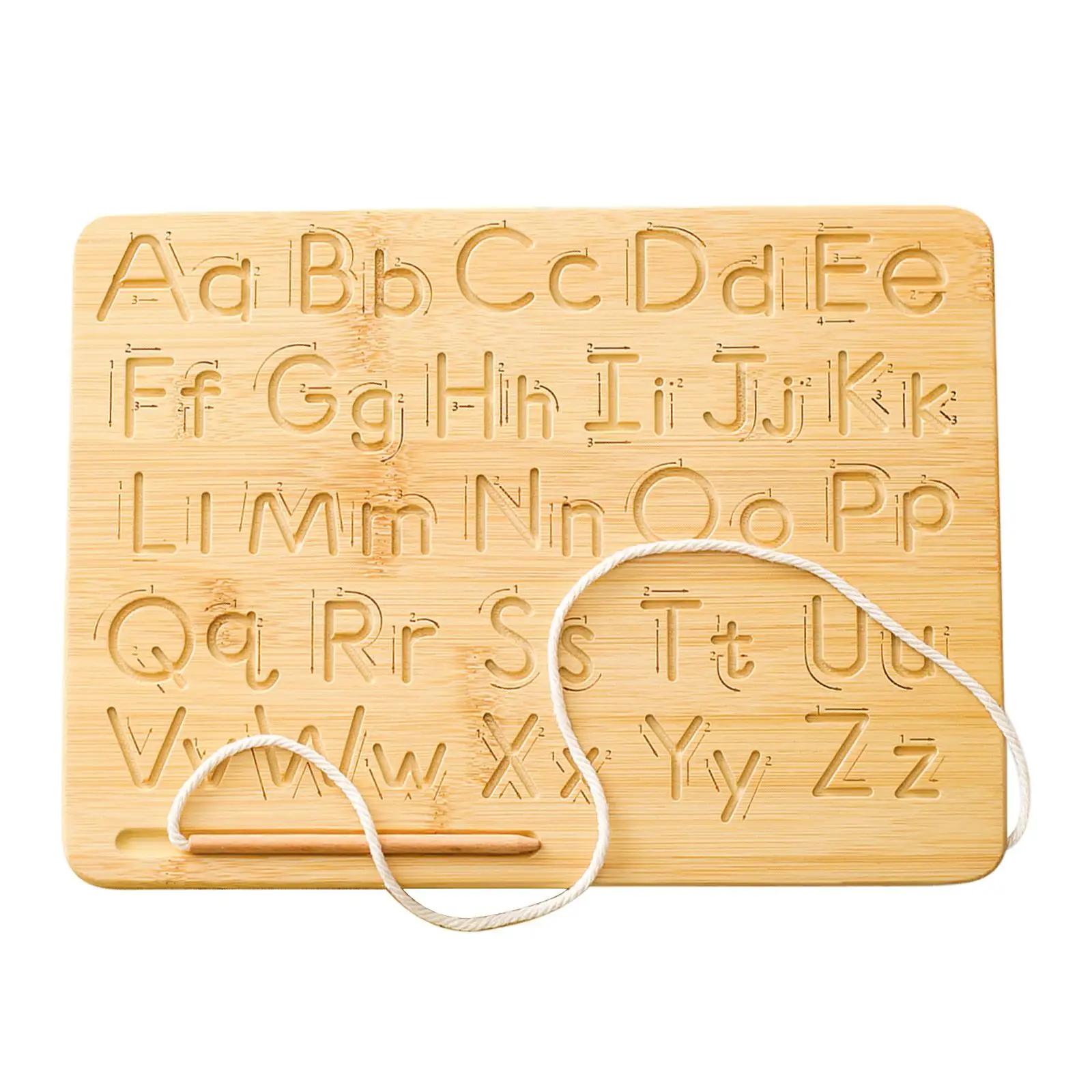 Letter Practicing Board Double Sided Exercise Board Learning Playset with Pencil Girls Boys Wooden Alphabet Tracing Board