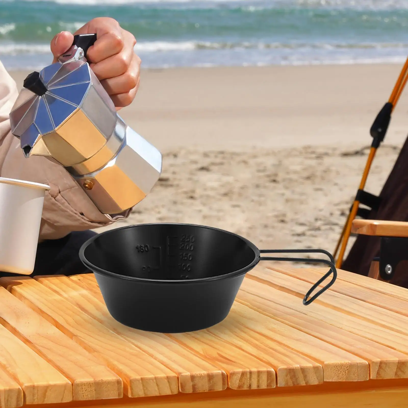 Stainless Steel Bowl Outdoor Cookware Beach Cooking Traveling Camping Cups