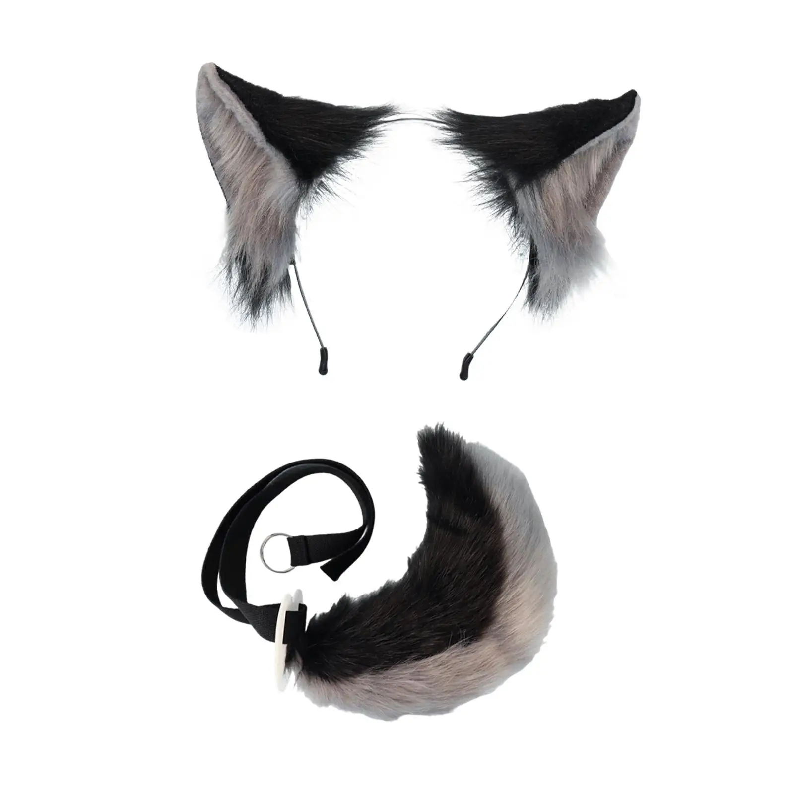 Wolf Ears and Tail Plush Hair Hoop Fancy Dress Photo Props Decor Cosplay Set for