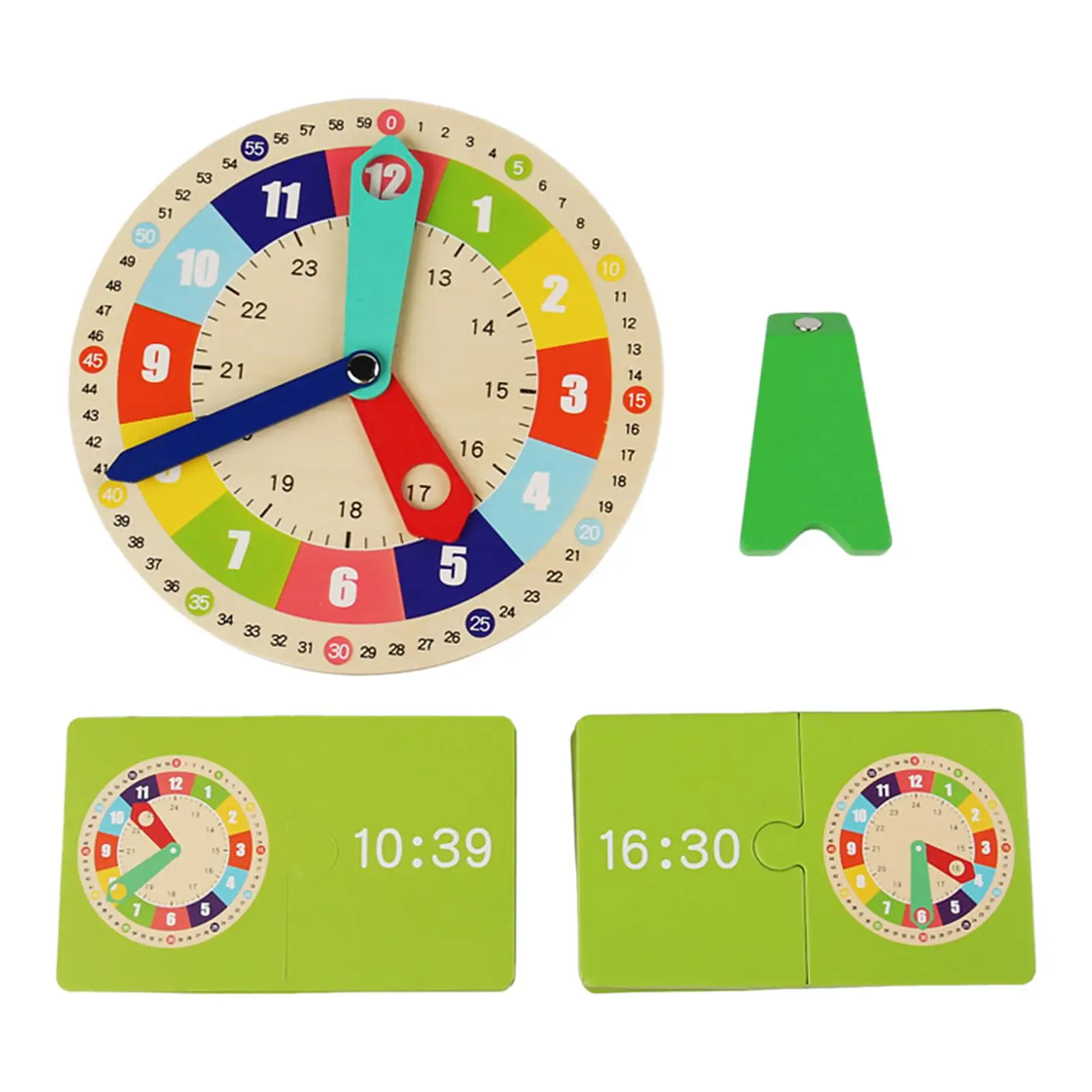 Multifunctional Wooden Clock Kids Toys Interactive Toy Educational Toy Durable Stable Wooden Card Clock for Preschool Homeschool
