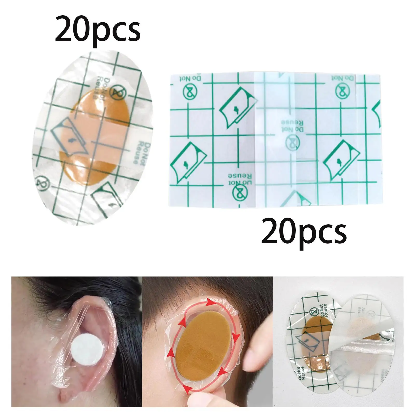 20x Baby Waterproof Ear Covers Invisible Soft Disposable Ear Tape Ear Protectors for Children Infants Water Sports