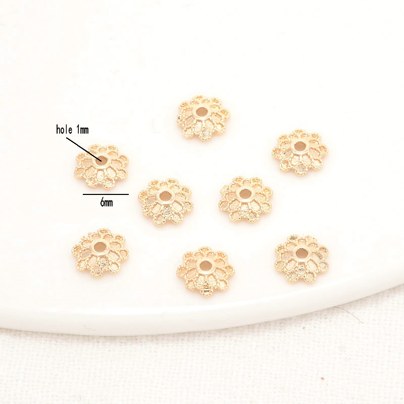 20PCS 6MM 14K Gold Überzogene Messing Blume Quaste Kappen Schmuck Machen Diy Liefert Erkenntnisse Zubehör – Detail 6