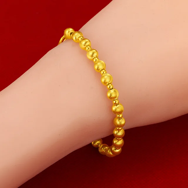 Black Crystal Beads Bracelet Solid 22k Gold 916 Gold 