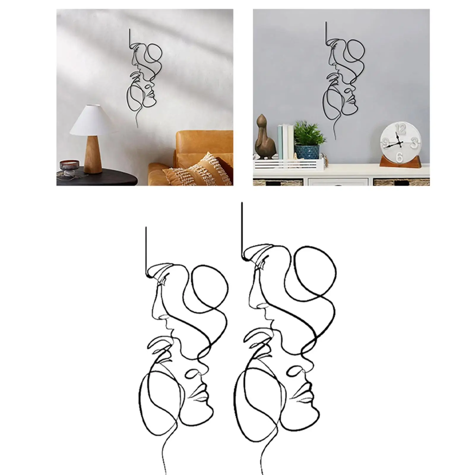 Hanging Sculptures Background Lover Decorative Home Decors Couple Metal Wall Art Decors Silhouette Statues for Bedroom Farmhouse