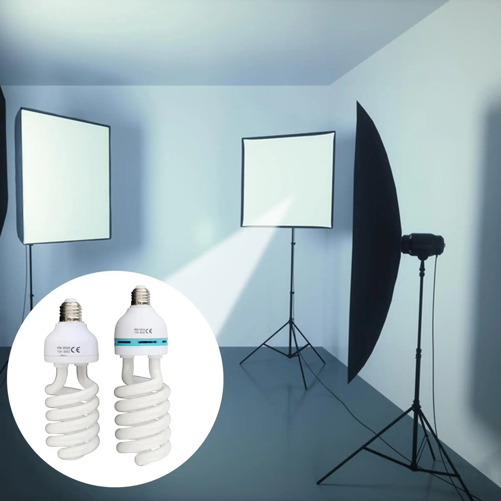 Lighting Bulb Spiral E27 Socket Daylight Long Life 110V Super Bright for Studio Lighting Photo Photography Softbox