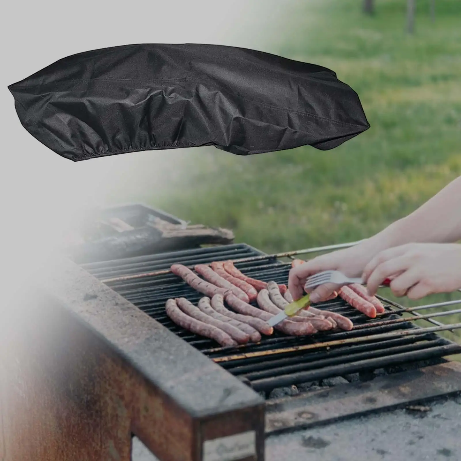 Foldable Grill Cover Stove Shield Waterproof Windproof Outdoor Protective Cover Furniture Cover for Barbecue Picnic Patio
