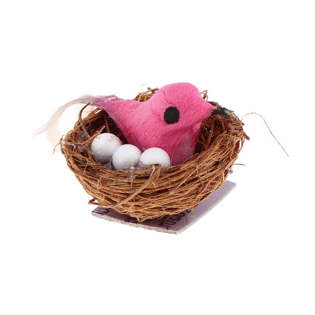 Miniature Artificial Nest Bird with Eggs, 1/6 Dollhouse Fairy Garden Decoration  Micro Landscaping DIY Accessory