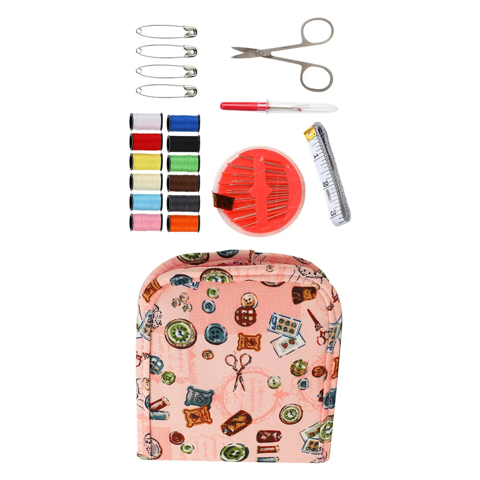 Thread Sewing Needle Set Sewing Kits Scissors Sewing Supplies with Carrying Case Handwork Tool Tape Measure Sewing Thread Set