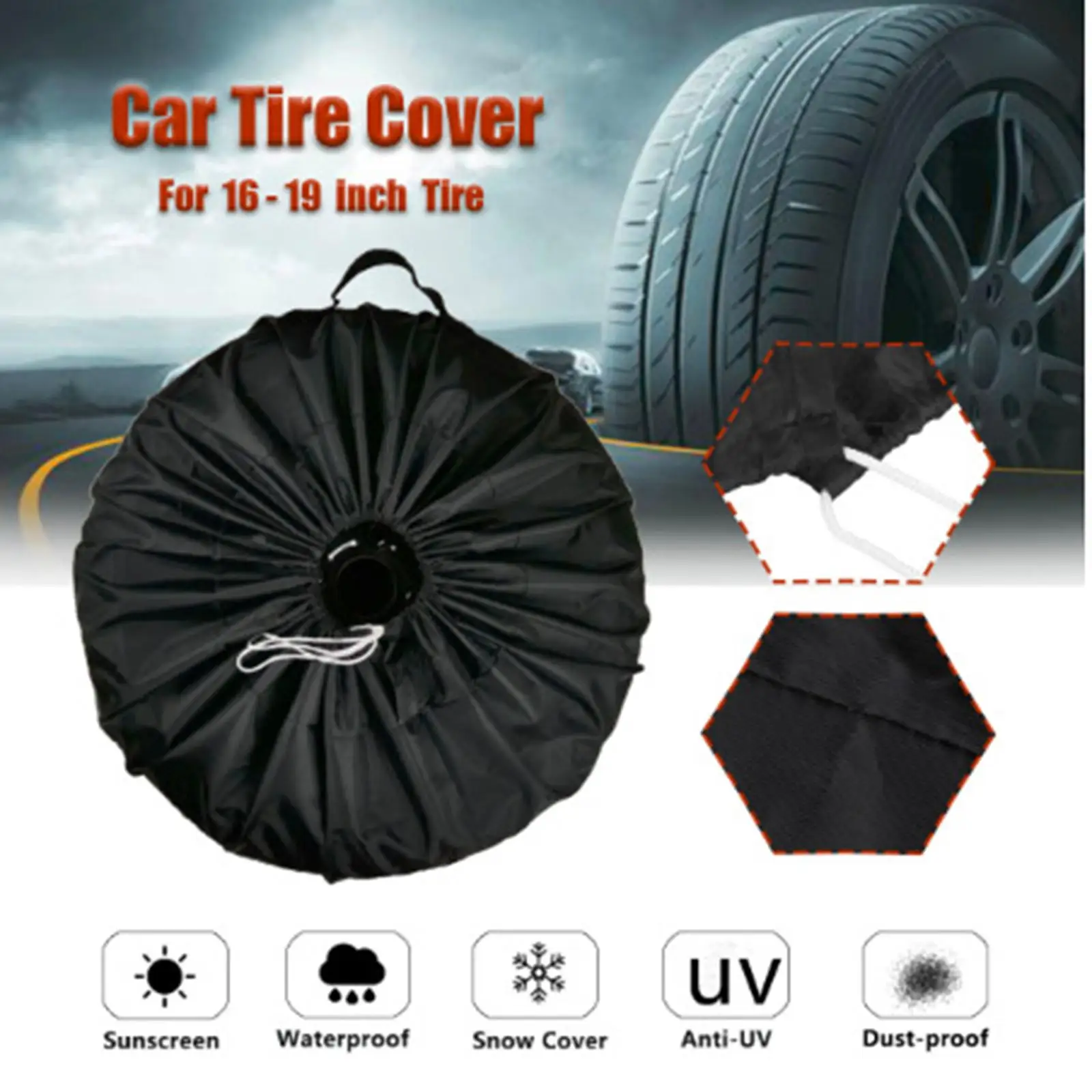 1 Package Tyre Cover Entire Black Protective  Overall Tyre for Car