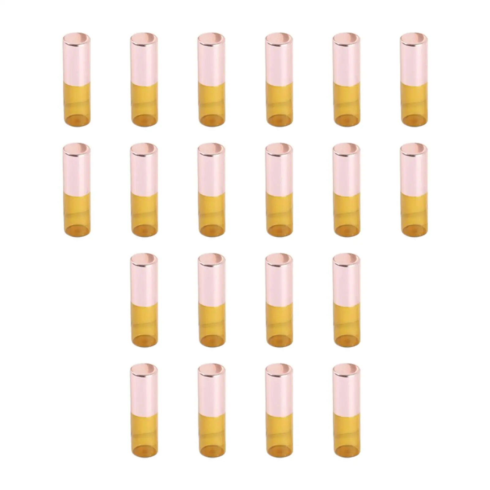 20Pcs Refillable Amber Glass Roll On Bottles Holder for Cosmetic Makeup Sample Smooth Rolling Metal Ball Accessory Lightweight