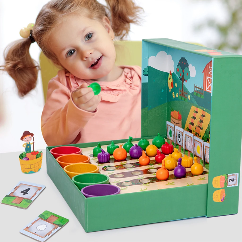 Montessori Early Education Vegetables Fruits Toy Counting Montessori Toy