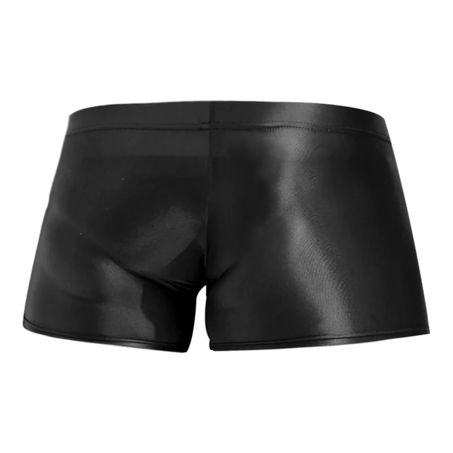  CHICTRY Men's Black Leather Underwear Tight Boxer