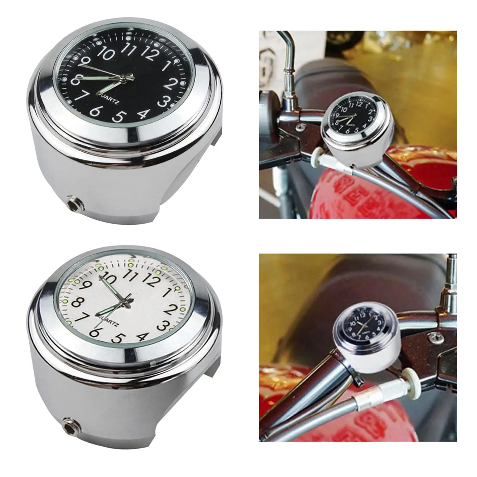 22-25mm Motorcycle Handlebar Mount Clock Waterproof for for Aluminum